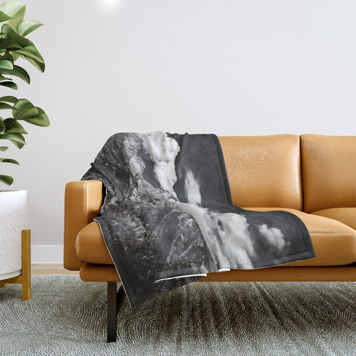 Mountain Summer Escape - Black and White Tetons Throw Blanket Gallery Image 1
