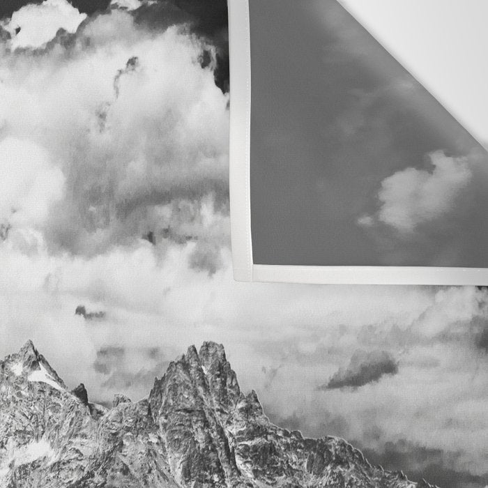 Mountain Summer Escape - Black and White Tetons Wall Tapestry Gallery Image 3