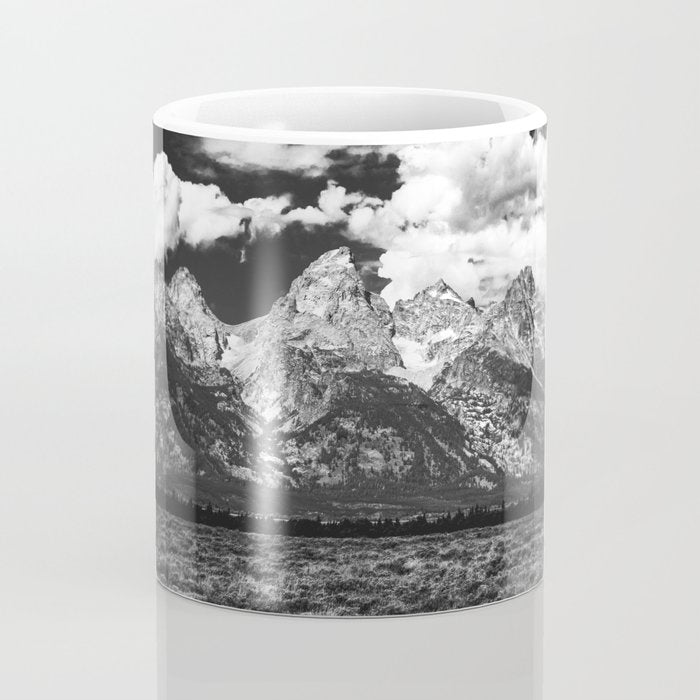 Mountain Summer Escape - Black and White Tetons Coffee Mug Gallery Image 4