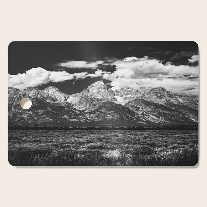 Mountain Summer Escape - Black and White Tetons Cutting Board Gallery Image 1