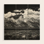 Mountain Summer Escape - Black and White Tetons Wood Wall Art Gallery Image 1