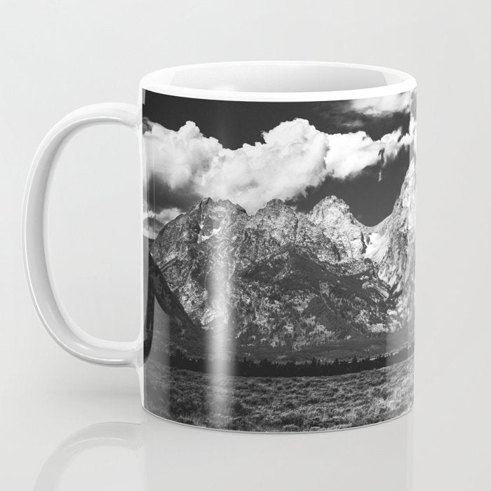 Mountain Summer Escape - Black and White Tetons Coffee Mug Gallery Image 3