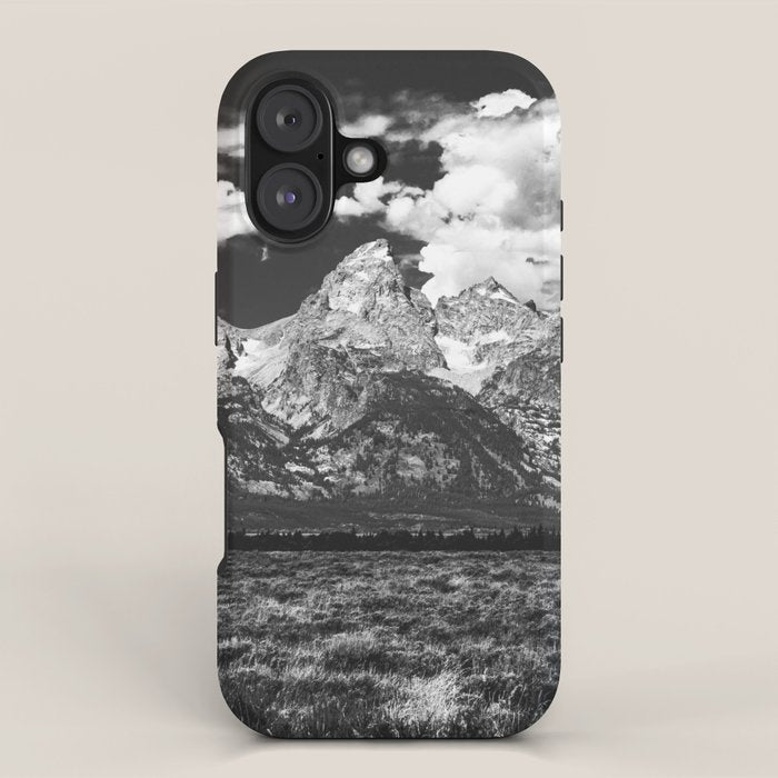 Mountain Summer Escape - Black and White Tetons iPhone Case Gallery Image 1