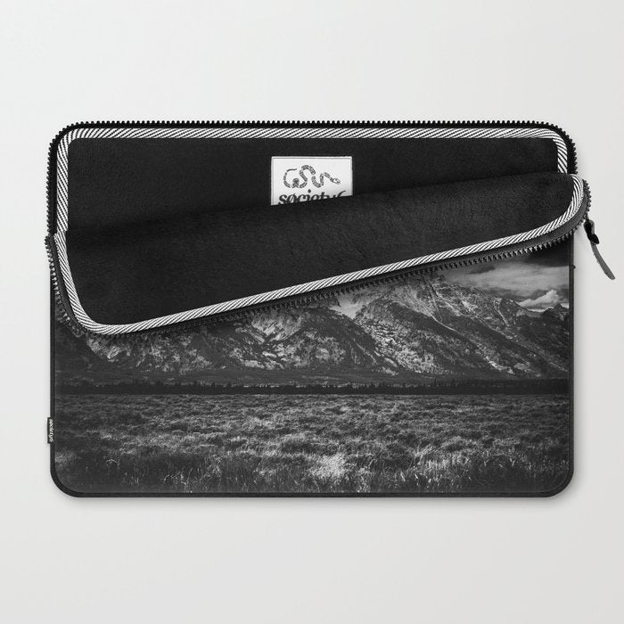 Mountain Summer Escape - Black and White Tetons Laptop Sleeve Gallery Image 2