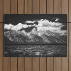 Mountain Summer Escape - Black and White Tetons Outdoor Rug Gallery Image 1