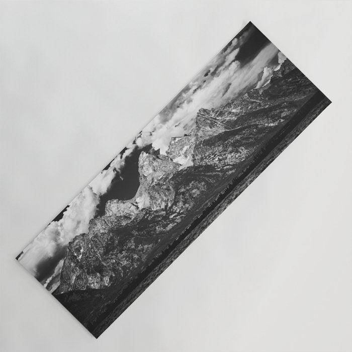 Mountain Summer Escape - Black and White Tetons Yoga Mat Gallery Image 1