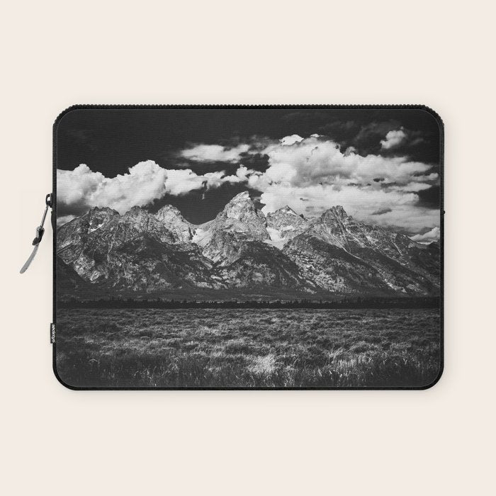 Mountain Summer Escape - Black and White Tetons Laptop Sleeve Gallery Image 1