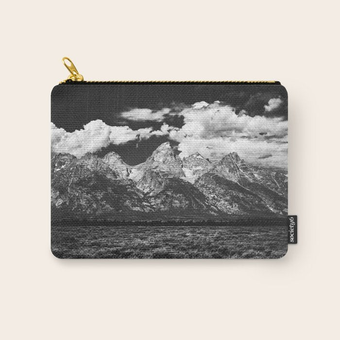 Mountain Summer Escape - Black and White Tetons Carry All Pouch Gallery Image 1