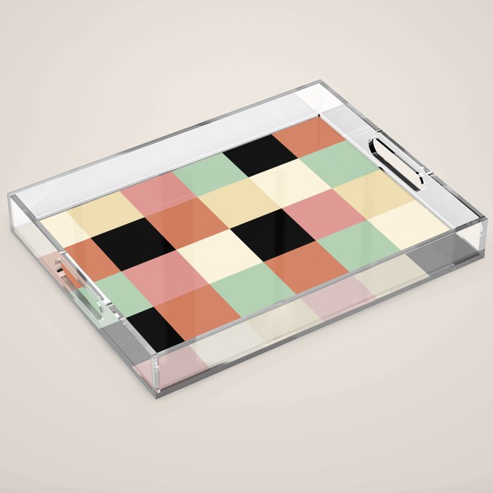 Bold Retro Checks Pattern - Large XXXIV Acrylic Tray Gallery Image 1