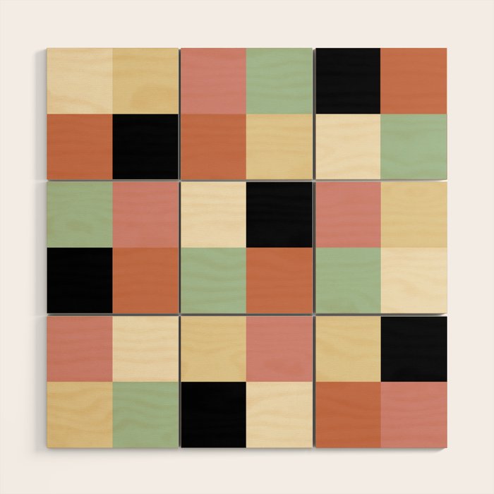 Bold Retro Checks Pattern - Large XXXIV Wood Wall Art Gallery Image 1