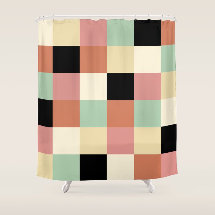Bold Retro Checks Pattern - Large XXXIV Shower Curtain Gallery Image 1
