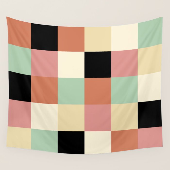 Bold Retro Checks Pattern - Large XXXIV Wall Tapestry Gallery Image 4