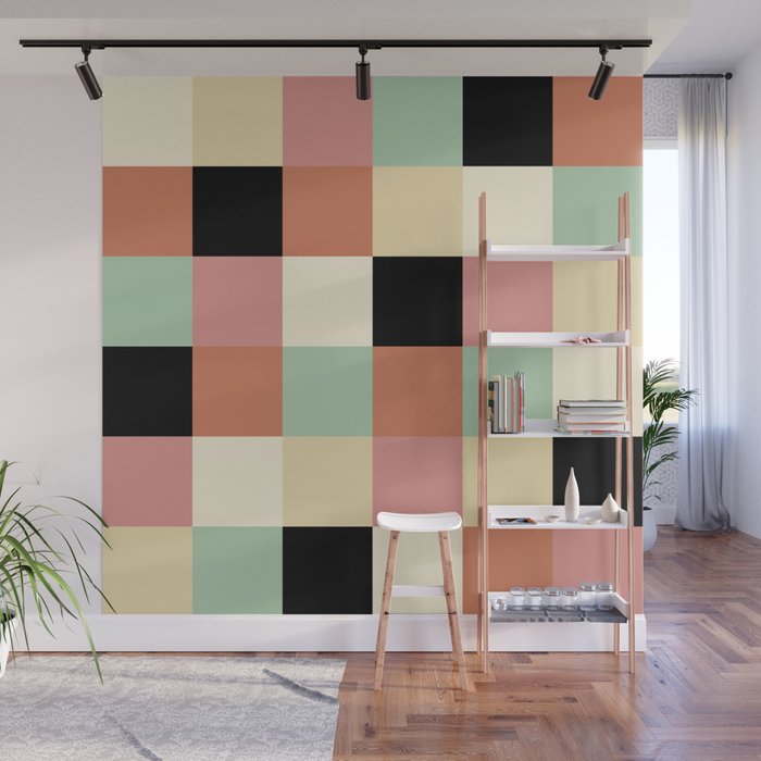 Bold Retro Checks Pattern - Large XXXIV Wall Mural Gallery Image 1