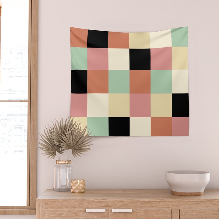 Bold Retro Checks Pattern - Large XXXIV Wall Tapestry Gallery Image 2