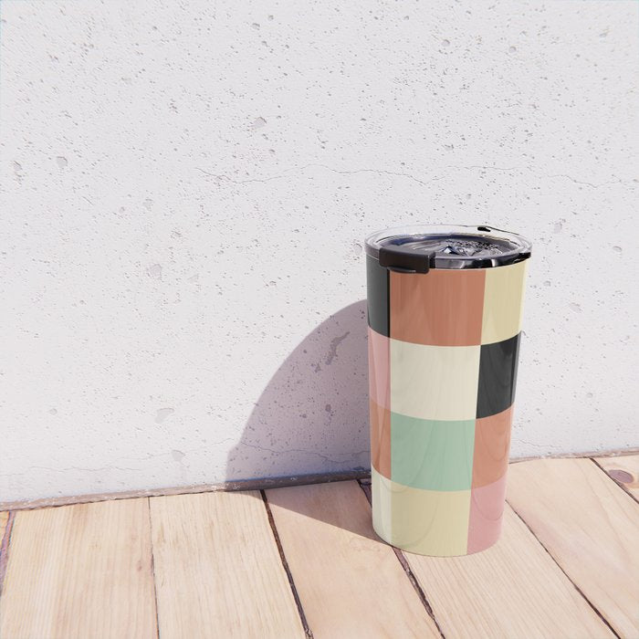 Bold Retro Checks Pattern - Large XXXIV Travel Mug Gallery Image 4