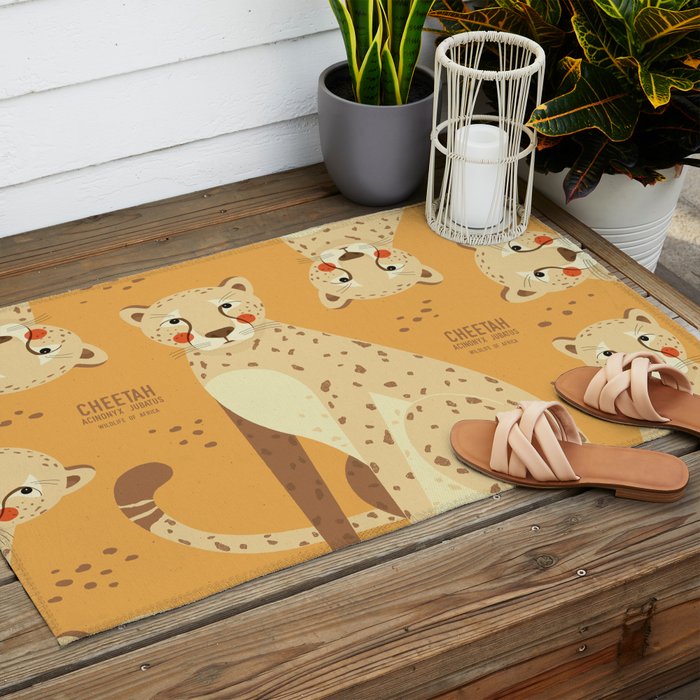 Cheetah, Wildlife of Africa Outdoor Rug Gallery Image 2