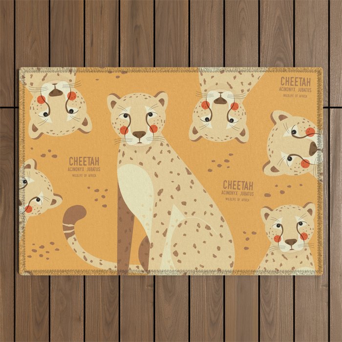 Cheetah, Wildlife of Africa Outdoor Rug Gallery Image 1