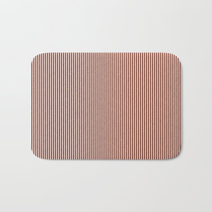 linen textured stripes - rust Bath Mat Gallery Image 1