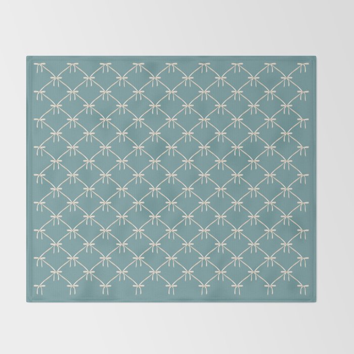 Bows & Ribbons Pattern LIV Teal Green Throw Blanket Gallery Image 2