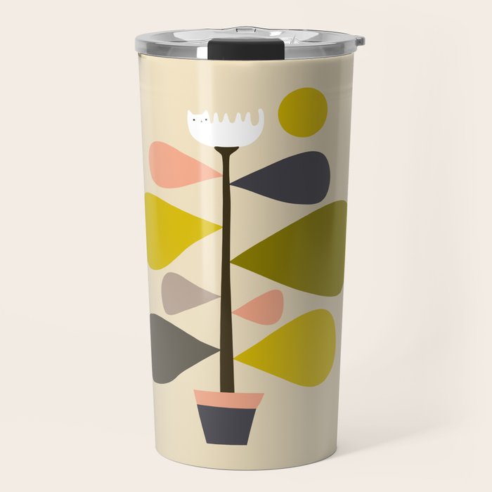 Flower Cat Plants Travel Mug Gallery Image 1