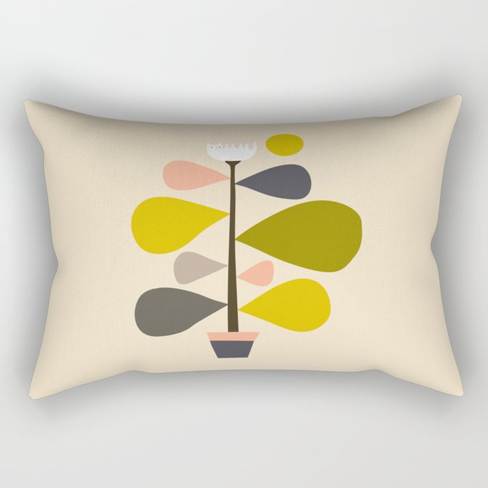 Flower Cat Plants Rectangular Pillow Gallery Image 2