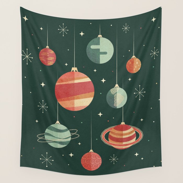 Joy to the Universe (on Green) Wall Tapestry Gallery Image 1