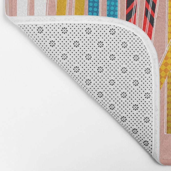 Colorful Ski Illustration and Pattern no 2 Bath Mat Gallery Image 2