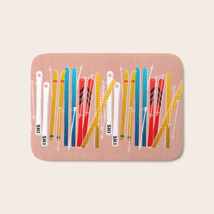 Colorful Ski Illustration and Pattern no 2 Bath Mat Gallery Image 1
