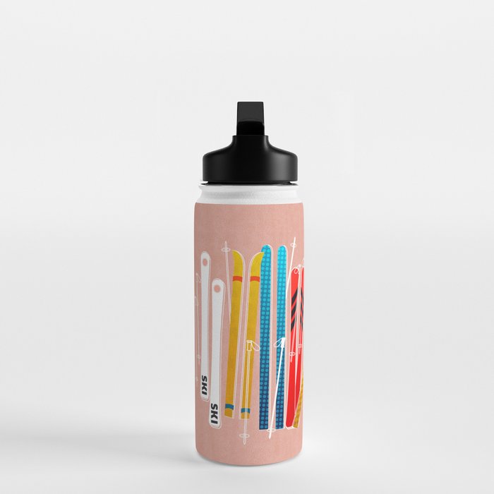 Colorful Ski Illustration and Pattern no 2 Water Bottle Gallery Image 3