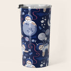 Best Space To Be // navy blue background indigo moons and cute astronauts sloths Travel Mug Gallery Image 3
