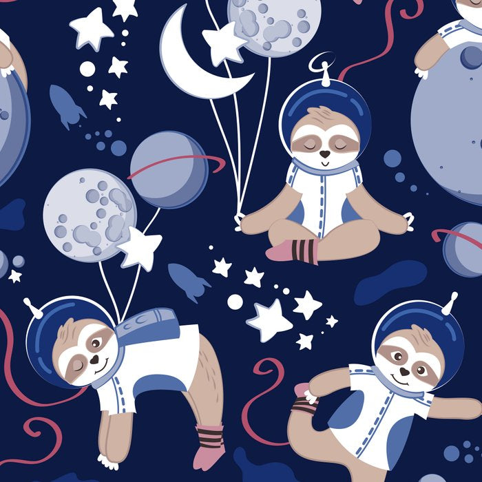 Best Space To Be // navy blue background indigo moons and cute astronauts sloths Coffee Mug Gallery Image 2