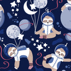 Best Space To Be // navy blue background indigo moons and cute astronauts sloths Coffee Mug Gallery Image 2
