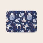 Best Space To Be // navy blue background indigo moons and cute astronauts sloths Bath Mat Gallery Image 1