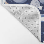 Best Space To Be // navy blue background indigo moons and cute astronauts sloths Bath Mat Gallery Image 2