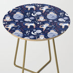 Best Space To Be // navy blue background indigo moons and cute astronauts sloths Side Table Gallery Image 2