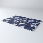 Best Space To Be // navy blue background indigo moons and cute astronauts sloths Rug Gallery Image 3