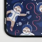 Best Space To Be // navy blue background indigo moons and cute astronauts sloths Laptop Sleeve Gallery Image 3