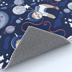 Best Space To Be // navy blue background indigo moons and cute astronauts sloths Rug Gallery Image 4