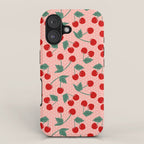 Cherry Kitsch on Pink iPhone Case Gallery Image 1