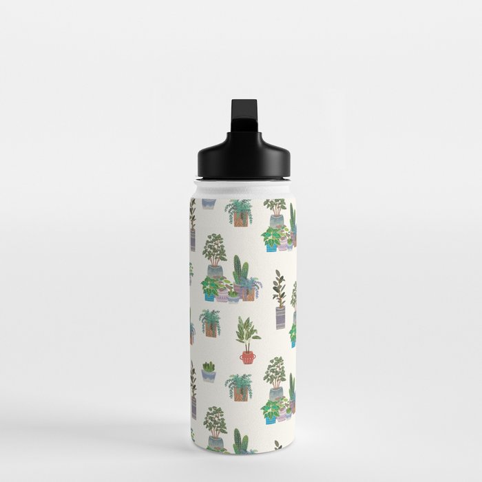 Ivory Background Plant Love Art Print Pattern Water Bottle Gallery Image 3