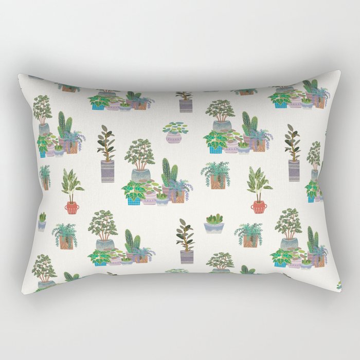 Ivory Background Plant Love Art Print Pattern Rectangular Pillow Gallery Image 1