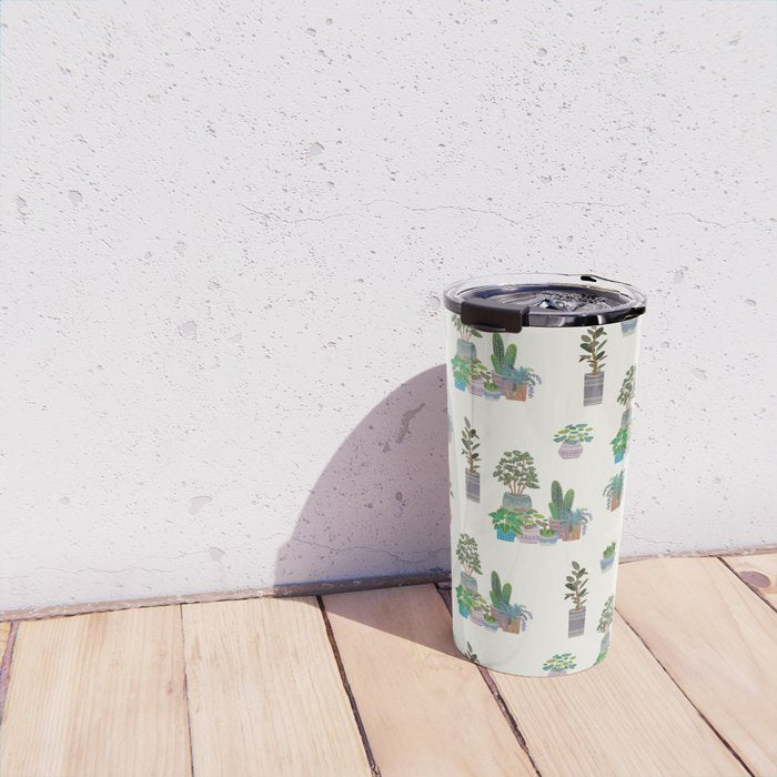 Ivory Background Plant Love Art Print Pattern Travel Mug Gallery Image 4