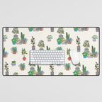 Ivory Background Plant Love Art Print Pattern Desk Mat Gallery Image 1