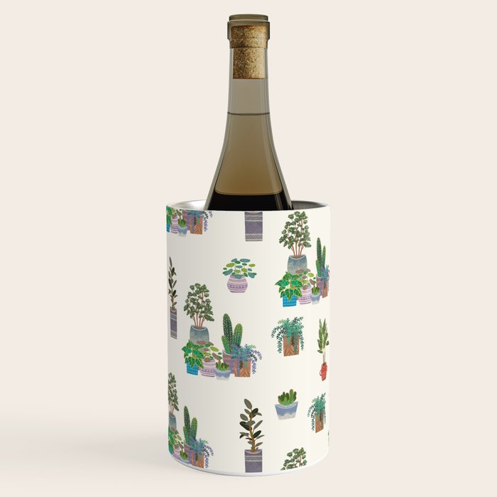 Ivory Background Plant Love Art Print Pattern Wine Chiller Gallery Image 1