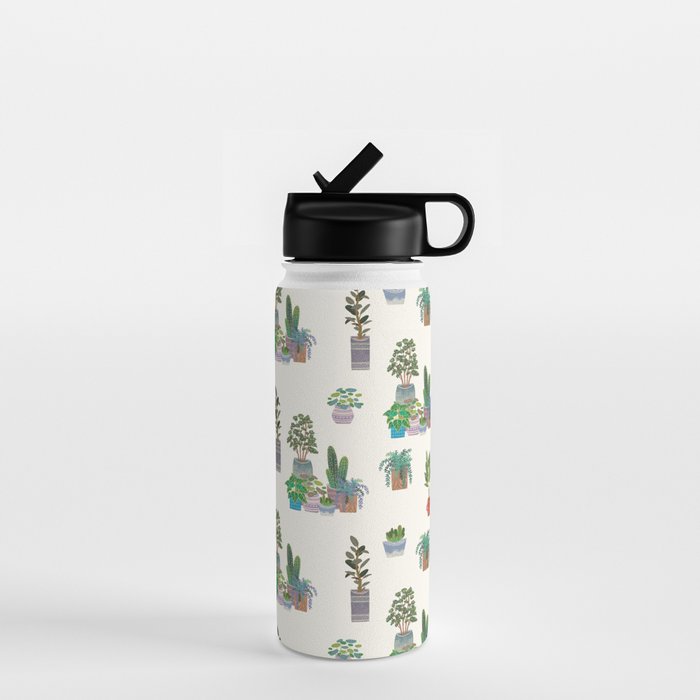 Ivory Background Plant Love Art Print Pattern Water Bottle Gallery Image 1