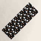 Cute Ghost Pumpkin Black Halloween Yoga Mat Gallery Image 1