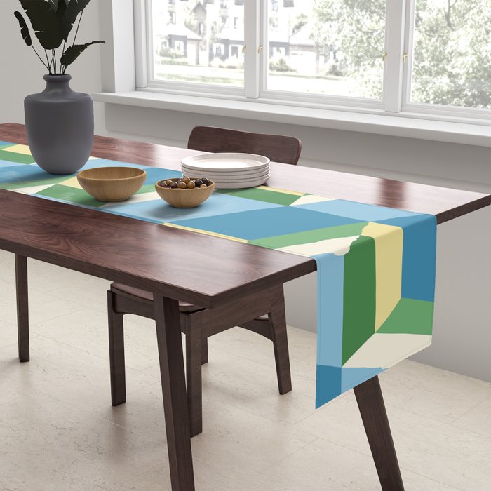 Cuboid Geometric Abstract Shapes Pattern XXVII Table Runner Gallery Image 2