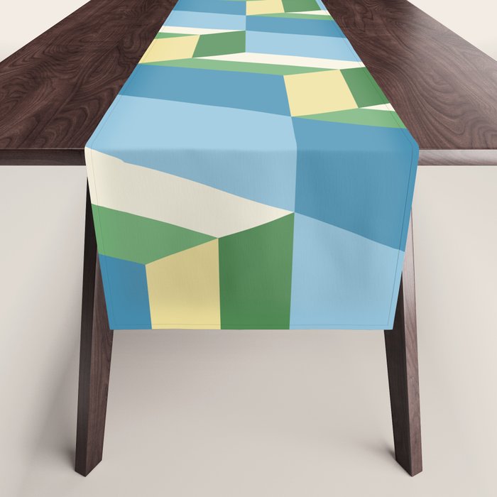 Cuboid Geometric Abstract Shapes Pattern XXVII Table Runner Gallery Image 1