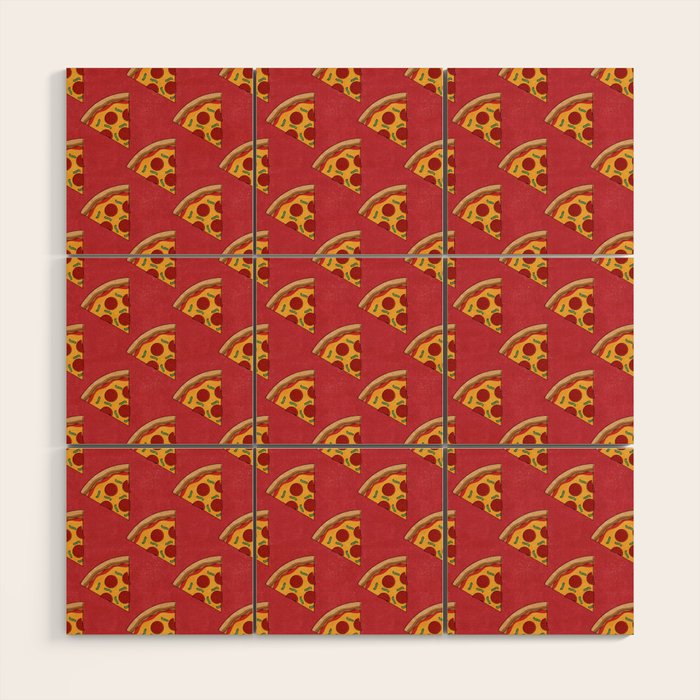 FAST FOOD / Pizza - pattern Wood Wall Art Gallery Image 1