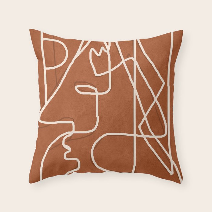 Abstract Face Sketch 4 Throw Pillow Gallery Image 1